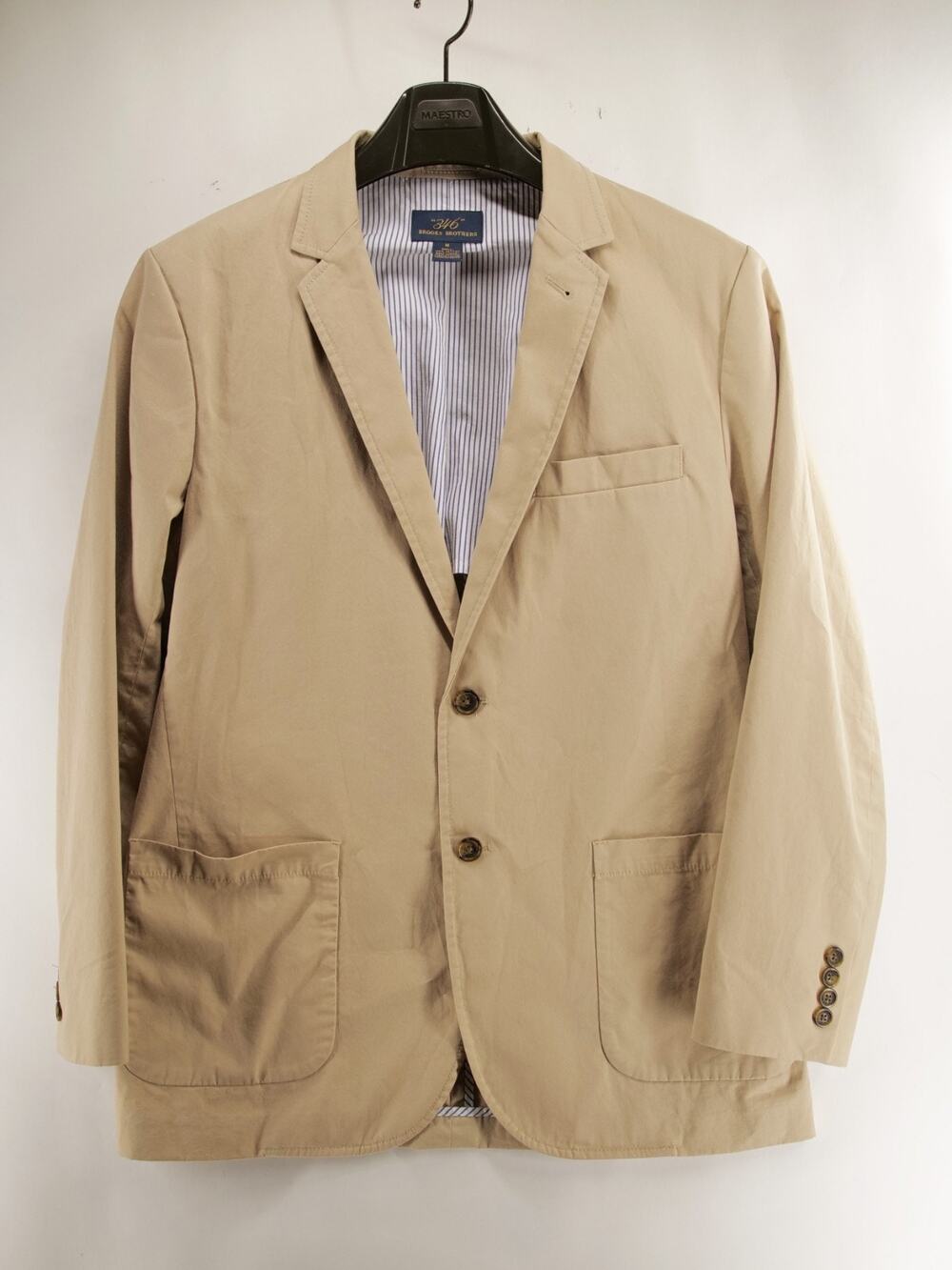 Brooks Brothers 346 Mens Cotton Blazer Sport Coat Jacket M Medium Khaki Tan